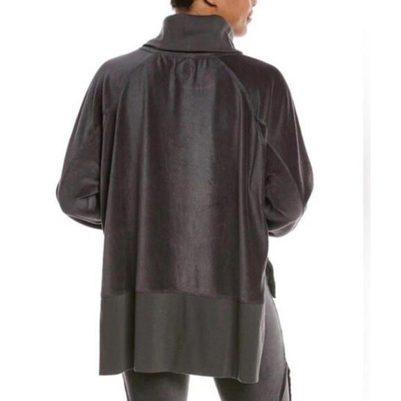 Free People Movement Last Chance Oversize Pullover Sweatshirt M Velour Charcoal - Picture 2 of 9